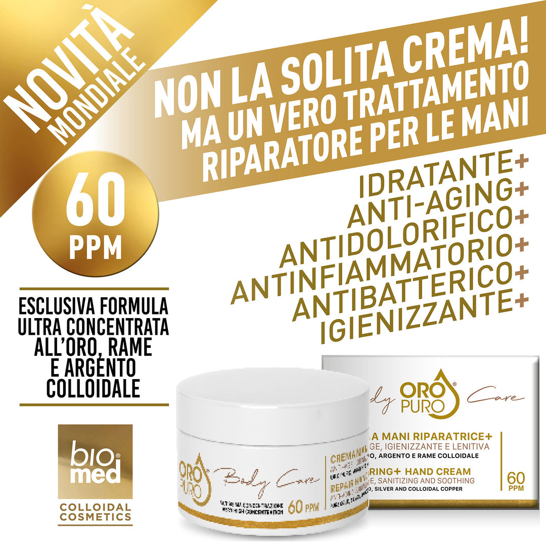 Crema de Manos Reparadora + Oro Coloidal, Plata y Cobre